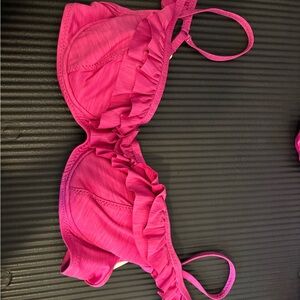 Betsey Johnson Pink Ruffled Bikini Top